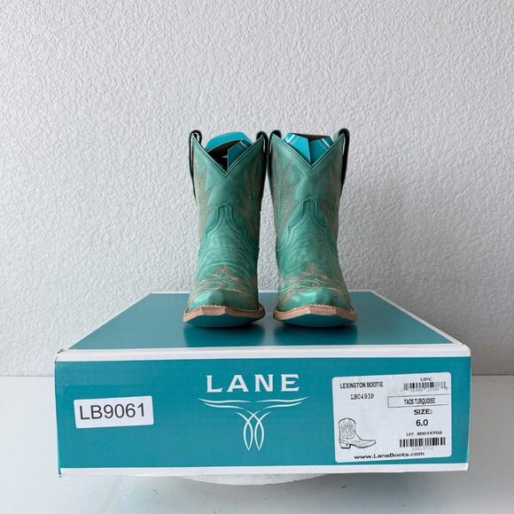 Lane LEXINGTON Cowboy Booties Western Turquoise Cowgirl Short Boots Snip Toe 6 - Picture 12 of 13